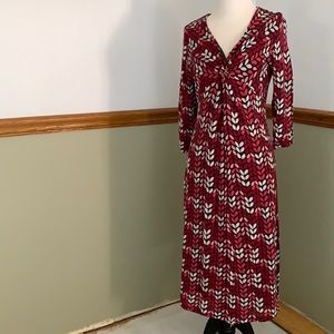 Boden twist front leaf print midi jersey dress 10